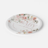 蝶のベビーの開花ピンクのフローラ赤ちゃんシャワー ペーパープレート (アングル)