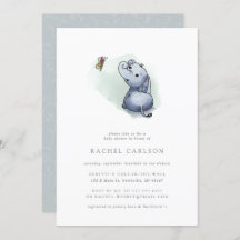 蝶のベビーシャワーを持つかわいい象