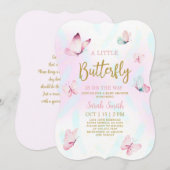 蝶のベビーシャワーガール招待状 招待状 (正面/裏面)