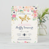 蝶のベビーシャワー招待状 招待状 (スタンド正面)