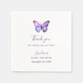 蝶のベビーシャワー エレガント サンクス スクリプト スタンダードカクテルナプキン (正面)