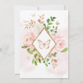 蝶のベビー開花赤面金ゴールドベビーシャワー 招待状 (裏面)