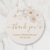 蝶のベージュの花柄のギフトタグ フェイバータグ (正面)