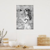 蝶のポスターを持つ彼女 ポスター (キッチン)