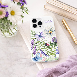 蝶のモノグラムの野の花 Case-Mate iPhone 14 PRO MAXケース