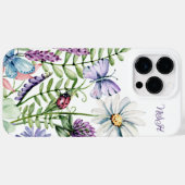 蝶のモノグラムの野の花 Case-Mate iPhoneケース (裏面 (横))