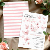 蝶のライフタイムピンク赤面ブライダルシャワー 招待状