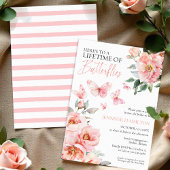 蝶のライフタイムピンク赤面ブライダルシャワー 招待状