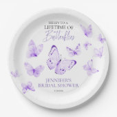 蝶のライフタイムラベンダーブライダルシャワー ペーパープレート (正面)