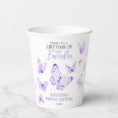 蝶のライフタイムラベンダーブライダルシャワー 紙コップ (裏面)