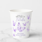 蝶のライフタイムラベンダーブライダルシャワー 紙コップ (正面)