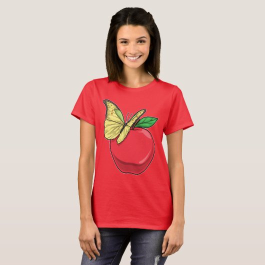 蝶のリンゴの果実 Tシャツ (正面フル)