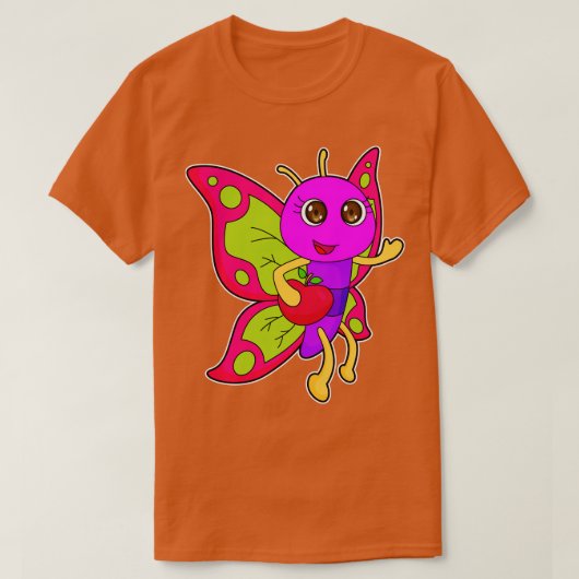 蝶のリンゴの果実 Tシャツ (デザイン正面)