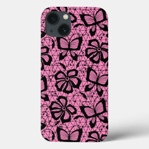 蝶のレース模様 iPhone 13ケース