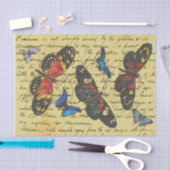 蝶のヴィンテージ書の切り離し 薄葉紙 (クラフト)