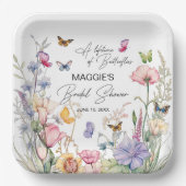 蝶の一生のワイルドフラワーブライダルシャワー ペーパープレート (正面)