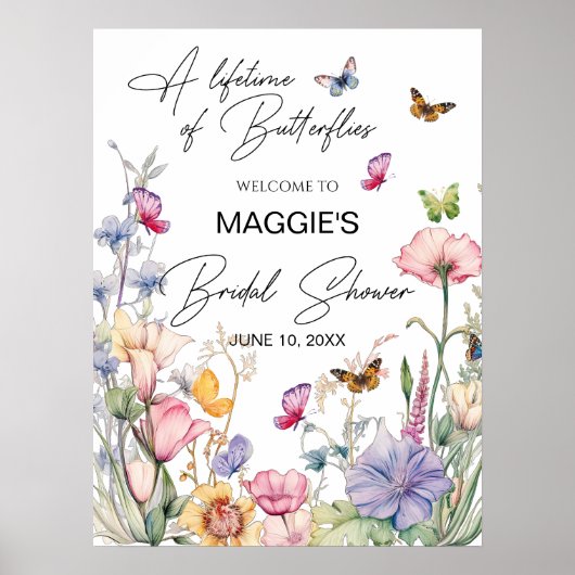 蝶の一生のワイルドフラワーブライダルシャワー ポスター (正面)