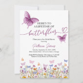 蝶の一生のワイルドフラワーブライダルシャワー 招待状 (正面)
