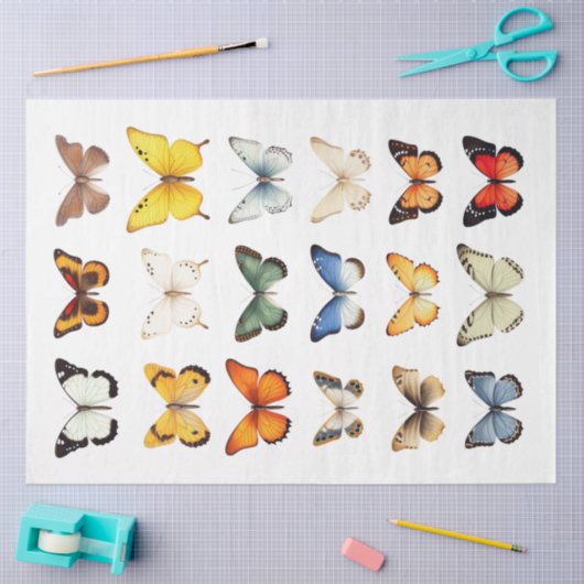 蝶の万華鏡のように千変万化するパターン1デクページ紙 薄葉紙 (クラフト)