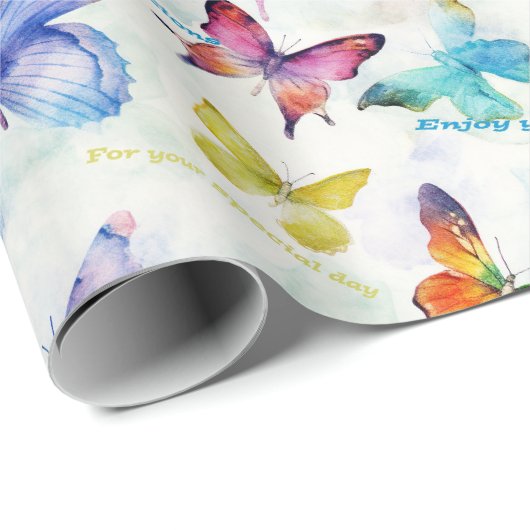蝶の万華鏡のように千変万化するパターン、繰り返しパターン ラッピングペーパー (ロールコーナー)