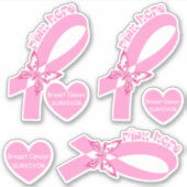 蝶の乳癌の生存者とピンクリボン シール (正面)