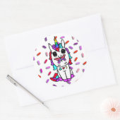 蝶の付いた可愛いユニコーン鼻キャンディ振り掛け ラウンドシール (封筒)