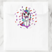 蝶の付いた可愛いユニコーン鼻キャンディ振り掛け ラウンドシール (バッグ)