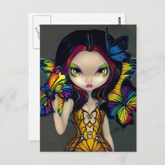 『蝶の仮面を使った妖精』はがき ポストカード (正面/裏面)