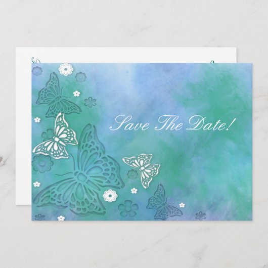 蝶の保存日付招待状 セーブザデート (正面/裏面)