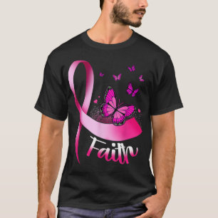 蝶の信仰ピンクリボンがん乳房アワレ Tシャツ