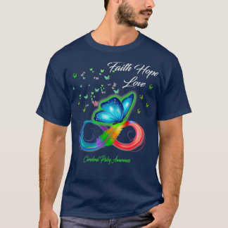 蝶の信仰ホープが脳性まひを愛 Tシャツ