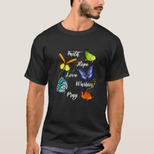 蝶の信仰ホープ戦士祈肺がん Tシャツ