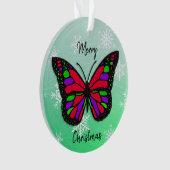 蝶の個人的なメッセージのクリスマス記念品 オーナメント (正面)