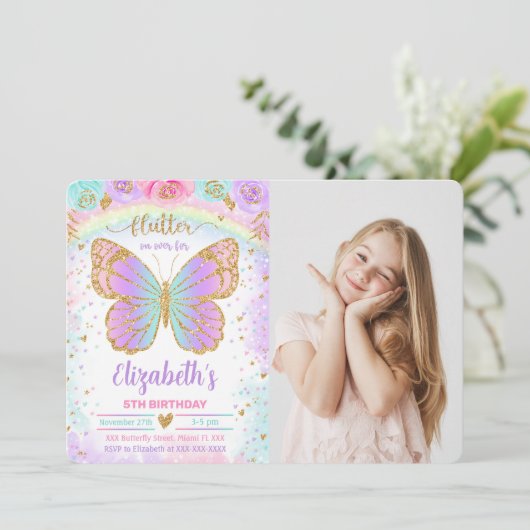 蝶の写真招待状 招待状 (スタンド正面)