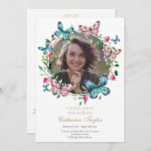 蝶の写真葬儀プログラム 招待状 (正面/裏面)