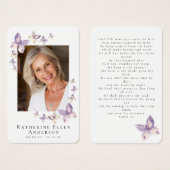 蝶の写真葬儀記念祈りの言葉カード (正面&裏面)