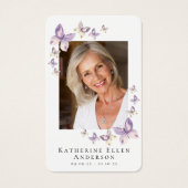 蝶の写真葬儀記念祈りの言葉カード (正面)