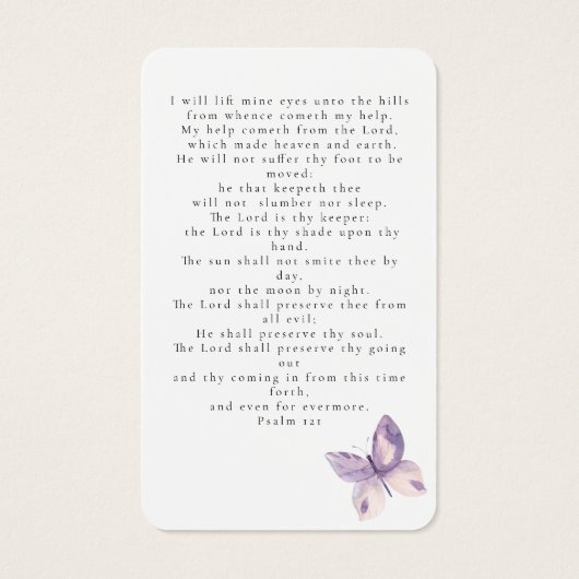 蝶の写真葬儀記念祈りの言葉カード (裏面)