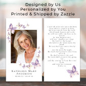 蝶の写真葬儀記念祈りの言葉カード