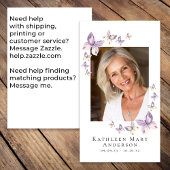 蝶の写真葬儀記念祈りの言葉カード