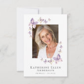 蝶の写真葬儀記念祈りの言葉カード カード (正面)