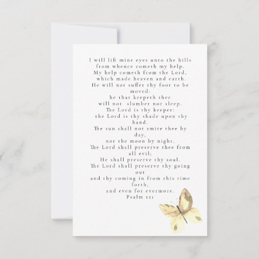 蝶の写真葬儀記念祈りの言葉カード 招待状 (裏面)