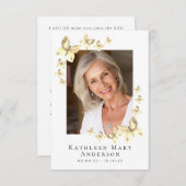 蝶の写真葬儀記念祈りの言葉カード 招待状 (正面/裏面)