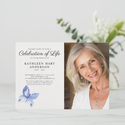 蝶の写真　人生の祝い 招待状 (スタンド正面)