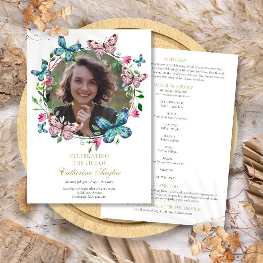 蝶の写真 葬儀 式次第 プログラム