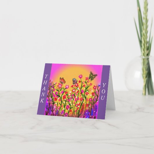 蝶の友人と美しい野花 サンキューカード (正面)