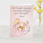 蝶の叔母の失われた記念日バラ カード (黄色い花)