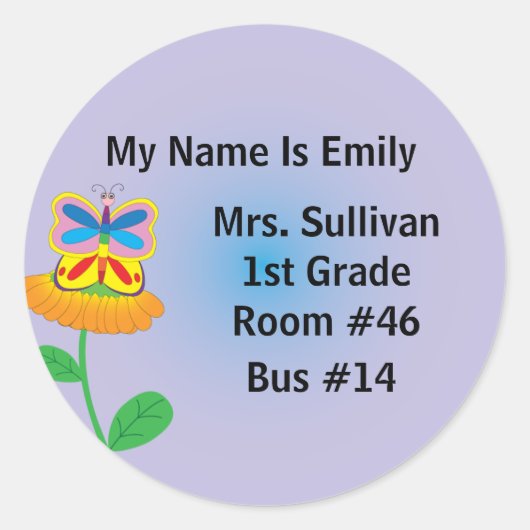 蝶の名前タグ ラウンドシール (正面)