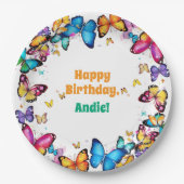蝶の喜びの誕生日パーティー ペーパープレート (正面)