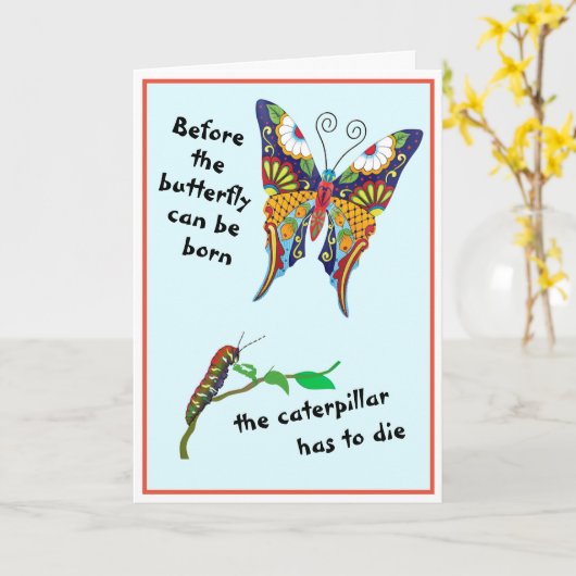 蝶の変態 カード (黄色い花)